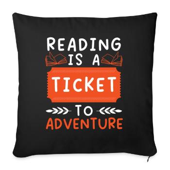Reading is a lot of fun, reading books, reading books - Sofa pillowcase 17,3'' x 17,3'' (45 x 45 cm) - black - Front