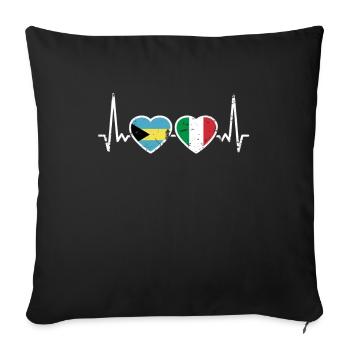 Bahamas Italy Vintage Heartbeat Flag Bahamians - Sofa pillowcase 17,3'' x 17,3'' (45 x 45 cm) - black - Front