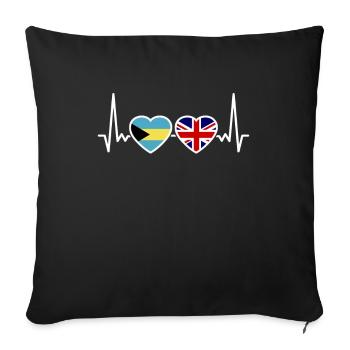Bahamas UK Heartbeat Flag Bahamas britanniques - Housse de coussin décorative 45 x 45 cm - noir - Devant