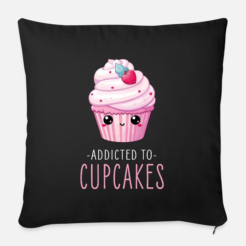 Cupcake Kawaii - Sofakissenbezug 45 x 45 cm - Schwarz