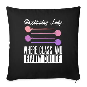 Souffleur de verre Lady Glassblower - Housse de coussin décorative 45 x 45 cm - noir - Devant