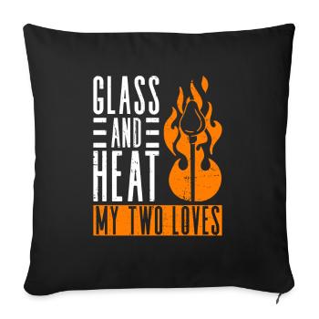 Glass and Warmth - My Two Loves - Glassblowers - Sofa pillowcase 17,3'' x 17,3'' (45 x 45 cm) - black - Front
