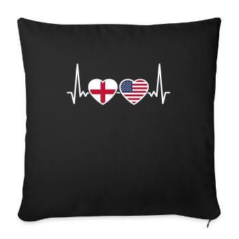 England USA Heartbeat Flag English - Sofa pillowcase 17,3'' x 17,3'' (45 x 45 cm) - black - Front