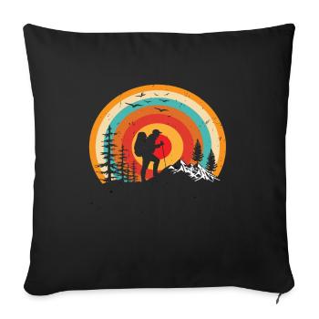 Alpinisme Vintage Rétro Alpinisme Montagnes - Housse de coussin décorative 45 x 45 cm - noir - Devant
