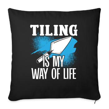 Carrelage Mon Mode De Vie Revêtement de sol - Housse de coussin décorative 45 x 45 cm - noir - Devant