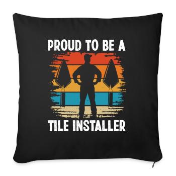 Revêtement de sol Proud Be Carrelage Installer - Housse de coussin décorative 45 x 45 cm - noir - Devant