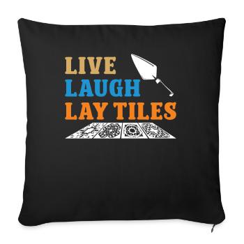 Carrelage Live Laugh Lay Tiles Revêtement de sol - Housse de coussin décorative 45 x 45 cm - noir - Devant