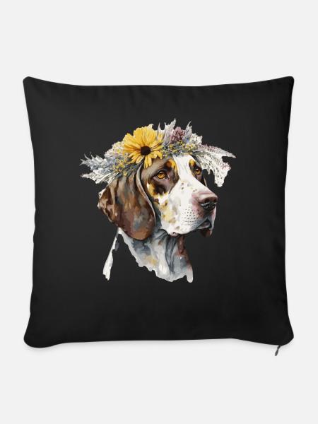 Cute English Pointer Sunflower Dog Breed Pet Puppy - Sofakissenbezug 45 x 45 cm - Schwarz