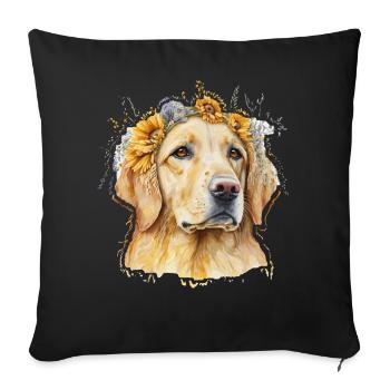Aquarelle Golden Retriever Tournesol Chien Race Pe - Housse de coussin décorative 45 x 45 cm - noir - Devant