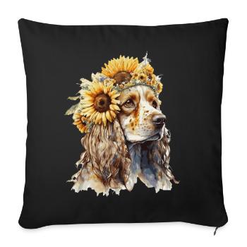 Mignon anglais cocker épagneul tournesol chien race pe - Housse de coussin décorative 45 x 45 cm - noir - Devant