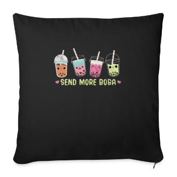 Bubble Tea Boba Tea Kawaii Cadeau - Housse de coussin décorative 45 x 45 cm - noir - Devant