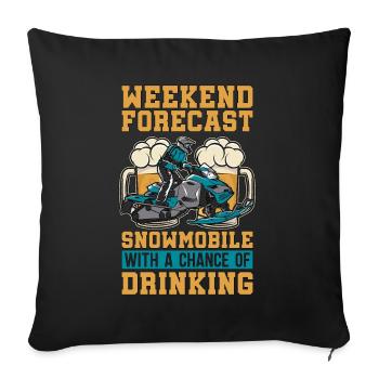 Prévisions de fin de semaine de course de motoneige Sports d’hiver - Housse de coussin décorative 45 x 45 cm - noir - Devant