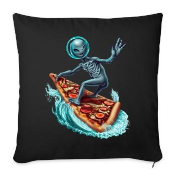 Pizza Surfer Alien - Housse de coussin décorative 45 x 45 cm - noir - Devant