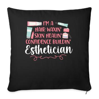 Soins de la peau d’esthéticienne agréée mignonne - Housse de coussin décorative 45 x 45 cm - noir - Devant