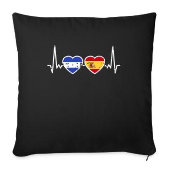 Honduras Espagne Vintage Heartbeat Flag - Housse de coussin décorative 45 x 45 cm - noir - Devant