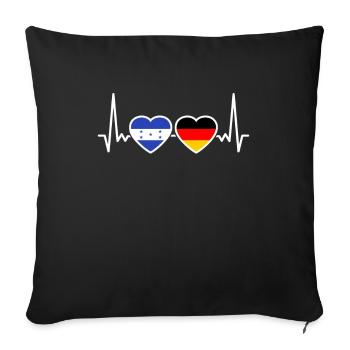 Honduras Allemagne Heartbeat Flag Hondurien - Housse de coussin décorative 45 x 45 cm - noir - Devant