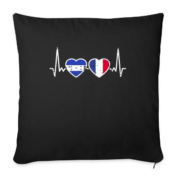Honduras France Vintage Heartbeat Flag - Housse de coussin décorative 45 x 45 cm - noir - Devant