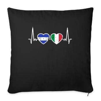 Honduras Italie Vintage Heartbeat Flag - Housse de coussin décorative 45 x 45 cm - noir - Devant