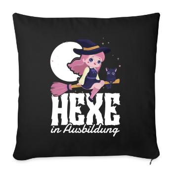 Hexe In Ausbildung - Sofakissenbezug 45 x 45 cm - Schwarz - Vorne