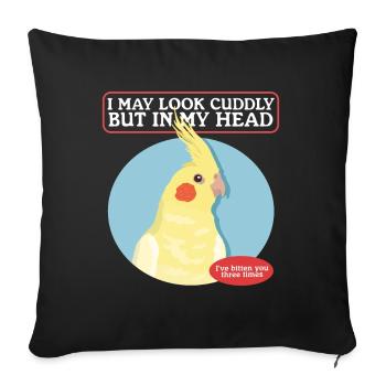 Cockatiels Bird Owner Bird Gift - Sofa pillowcase 17,3'' x 17,3'' (45 x 45 cm) - black - Front