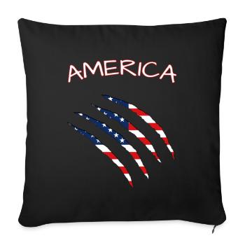 America, Claws, Cuts, Amerika, USA, American Flag  - Sofakissenbezug 45 x 45 cm - Schwarz - Vorne