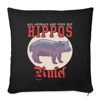 Bébé hippopotame | Hippopotames Hippos Cadeau - Housse de coussin décorative 45 x 45 cm - noir - Devant