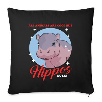 Hippo Baby Hippo Hippos Gift - Sofa pillowcase 17,3'' x 17,3'' (45 x 45 cm) - black - Front
