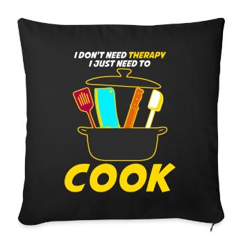 Chapeau de chef Cuisson Cuisson Cuisine - Housse de coussin décorative 45 x 45 cm - noir - Devant