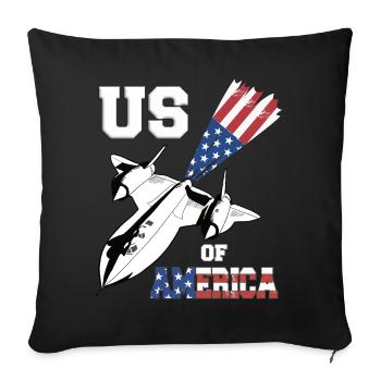 Vierter Kampfjet USA-Flagge - Sofakissenbezug 45 x 45 cm - Schwarz - Vorne
