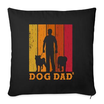 Dog Dad à la puissance de 2 - Housse de coussin décorative 45 x 45 cm - noir - Devant