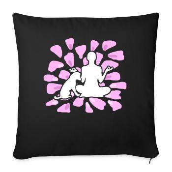 Chiens de méditation de chien de yoga - Housse de coussin décorative 45 x 45 cm - noir - Devant