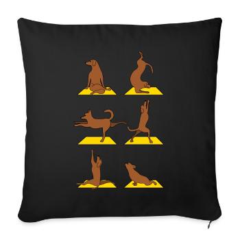 Yoga avec chiens de méditation - Housse de coussin décorative 45 x 45 cm - noir - Devant