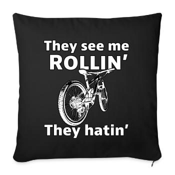 Rollin' Rebel: Pedal with Attitude Funny Bicycle - Sofa pillowcase 17,3'' x 17,3'' (45 x 45 cm) - black - Front