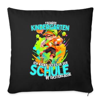 Kindergarten Ade: Fußball 2023 Einschulung Junge - Sofakissenbezug 45 x 45 cm - Schwarz - Vorne