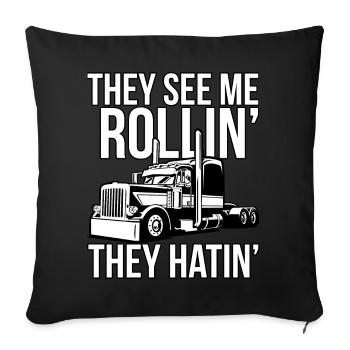 Rollin Thunder nutzen Sie die Kraft des Trucks - Sofakissenbezug 45 x 45 cm - Schwarz - Vorne