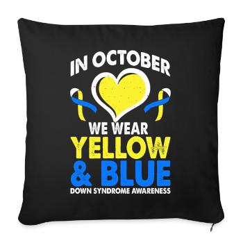 En octobre, nous portons le jaune et le bleu - Housse de coussin décorative 45 x 45 cm - noir - Devant