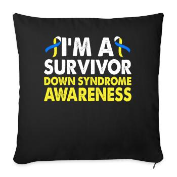 Mois de la sensibilisation aux survivants du syndrome de Down Gelb-blaues - Housse de coussin décorative 45 x 45 cm - noir - Devant