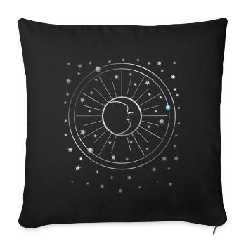 Lune - Étoiles - Planètes - Ciel étoilé - Galaxie - Housse de coussin décorative 45 x 45 cm - noir - Devant
