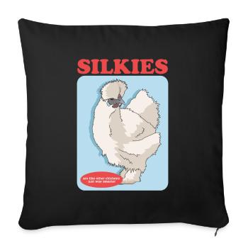 Silk Chickens Silk Chicken Silkie Chickens Gift - Sofa pillowcase 17,3'' x 17,3'' (45 x 45 cm) - black - Front