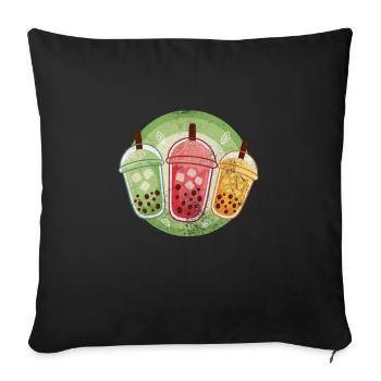 Bubble Tea Boba Tea Kawaii Cadeau - Housse de coussin décorative 45 x 45 cm - noir - Devant