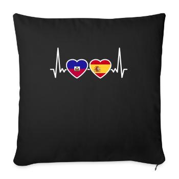 Haiti Spain Heartbeat Flag Spaniards Haitians - Sofa pillowcase 17,3'' x 17,3'' (45 x 45 cm) - black - Front