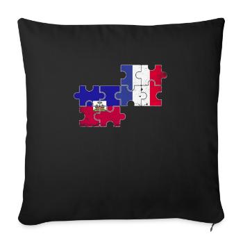 Haïti France Vintage Drapeau Haïtien Français Haïtien - Housse de coussin décorative 45 x 45 cm - noir - Devant