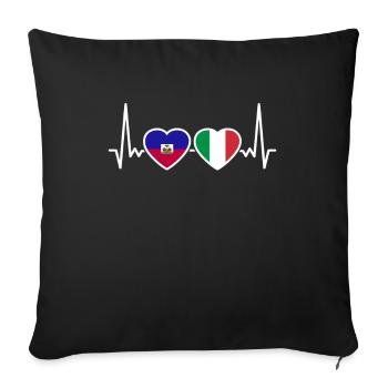 Haiti Italy heartbeat flag Haitian - Sofa pillowcase 17,3'' x 17,3'' (45 x 45 cm) - black - Front