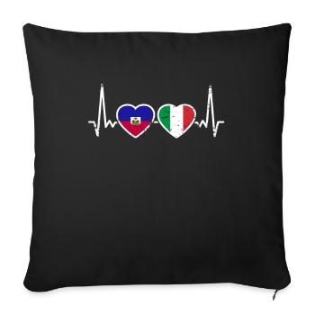 Haiti Italy Vintage Heartbeat Flag Haitian - Sofa pillowcase 17,3'' x 17,3'' (45 x 45 cm) - black - Front