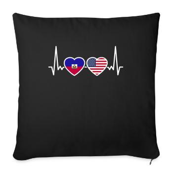 Haiti USA Heartbeat Flag Haitian - Sofa pillowcase 17,3'' x 17,3'' (45 x 45 cm) - black - Front