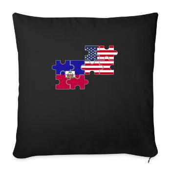 Haïti USA Drapeau américain Haïtien - Housse de coussin décorative 45 x 45 cm - noir - Devant