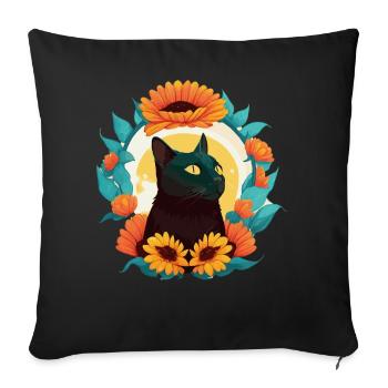 Cute Bombay Sunflower Cat Breed Pet Kitten - Sofa pillowcase 17,3'' x 17,3'' (45 x 45 cm) - black - Front