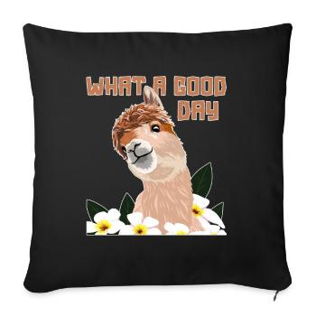 What A Good Day Pako Huacaya Lama Alpaca Breeder - Sofa pillowcase 17,3'' x 17,3'' (45 x 45 cm) - black - Front