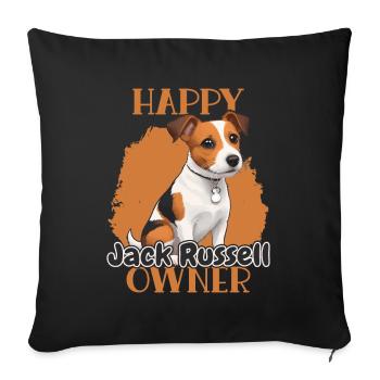 Happy Jack Russell Propriétaire - Housse de coussin décorative 45 x 45 cm - noir - Devant