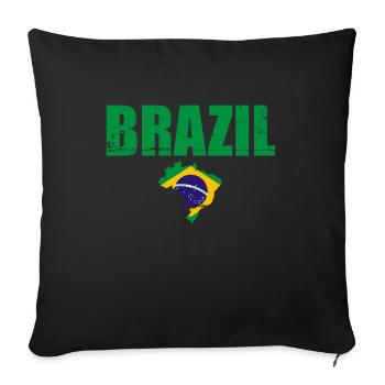 Brazil Map Flag Brazil Brazilians - Sofa pillowcase 17,3'' x 17,3'' (45 x 45 cm) - black - Front